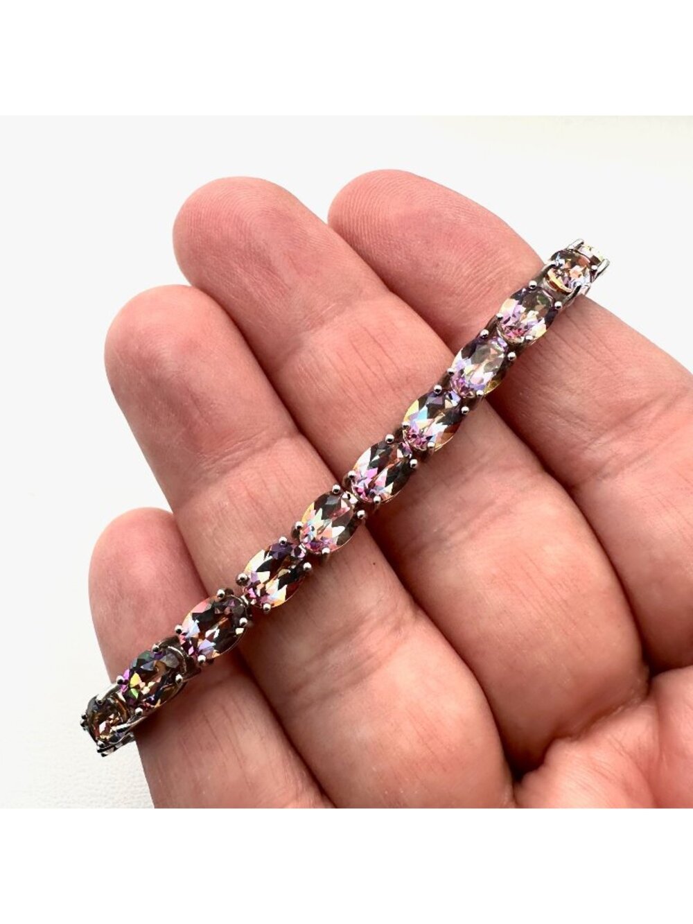 BBJ Color Changing Mystic Topaz Sterling Silver Tennis Bracelet 7 Inch
